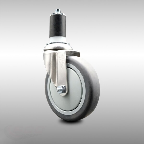 5 Inch 316SS Thermoplastic Rubber Wheel Swivel 1-1/2 Inch Expanding Stem Caster